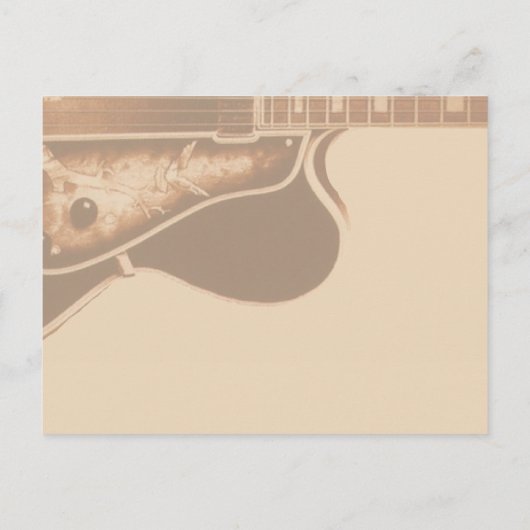 古いギターウェスタン・カントリー・ウェディングは日付を保存 案内ポストカード (裏面)