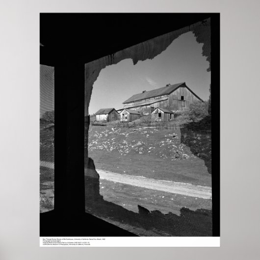 古いクックハウスの壊れたスクリーンを通して納屋 ポスター (正面)