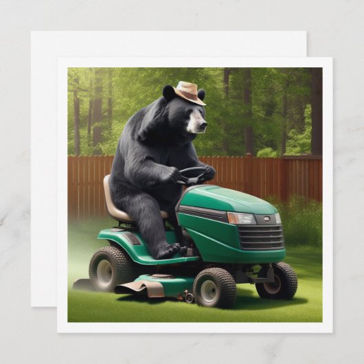 古いクマの誕生日の招待状、遅れにはクマ 招待状 (正面/裏面)