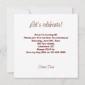 古いクマの誕生日招待状、グリズリーベアのパーティー 招待状 (裏面)