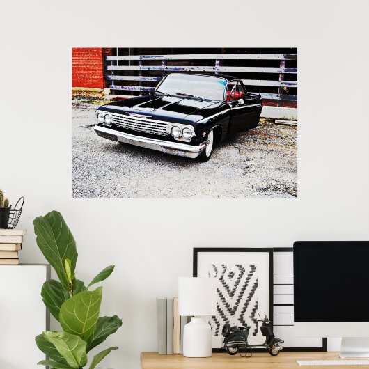 古いクラシックとの黒のImpalaアートポスター ポスター (ホームオフィス)