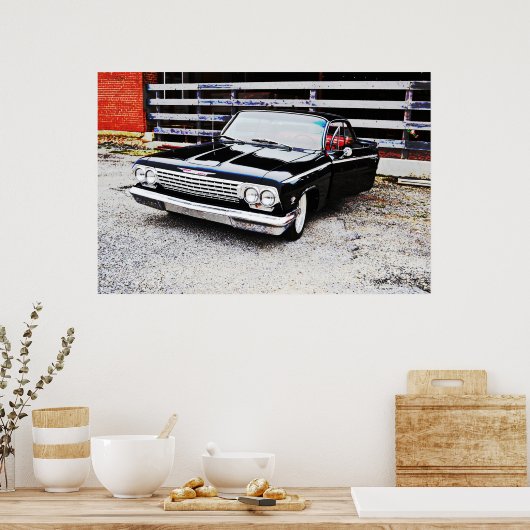 古いクラシックとの黒のImpalaアートポスター ポスター (キッチン)