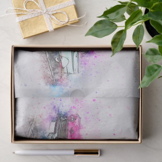 古いクラシックシボレー車の水の色の切り離し 薄葉紙 (ギフト)