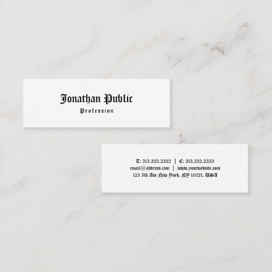 古いクラシック文字ヴィンテージ手書きテンプレート スキニー名刺 (正面/裏面)