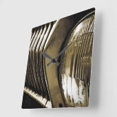 古いクラシック車の前照灯 スクエア壁時計 (傾斜)