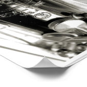 古いクラリネットのパーツ写真プリント ポスター (角)