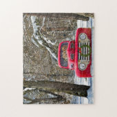 古いクリスマストラックのゴールデンレトリバー犬 ジグソーパズル (縦)