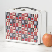 古いクリファッションドスマスキルト メタルランチボックス (インサイチュ)