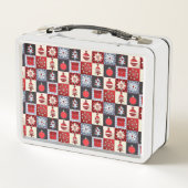 古いクリファッションドスマスキルト メタルランチボックス (裏面)