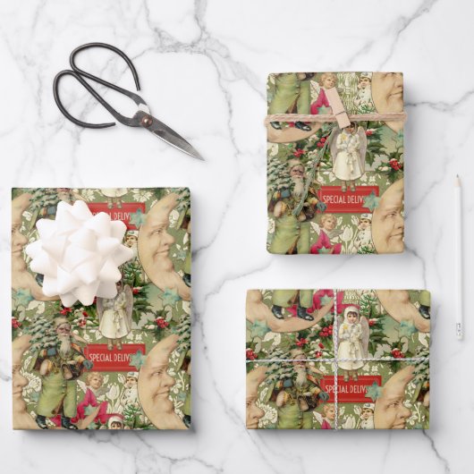 古いクリファッションドスマス ラッピングペーパーシート (正面)