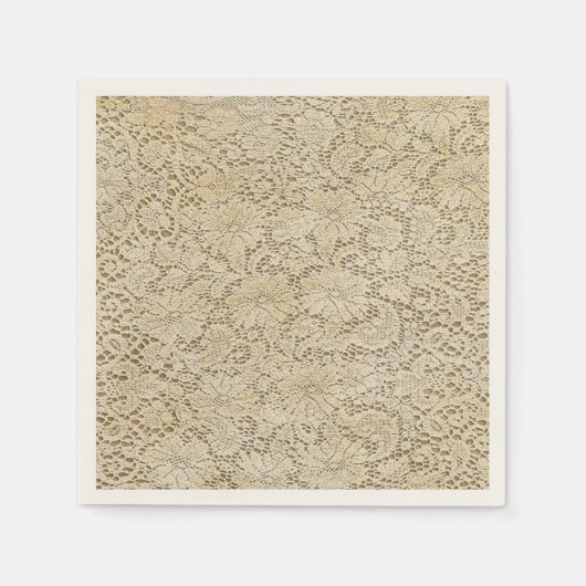古いクロチェットレースフローラルパターン+あなたのアイディア スタンダードカクテルナプキン (正面)