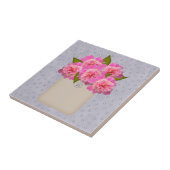 古いクロックタイルのピンク色の牡丹 タイル (側面)