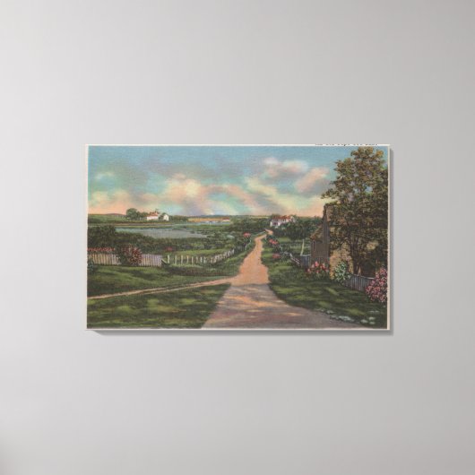 古いケープコッドレーンビュー キャンバスプリント (正面)