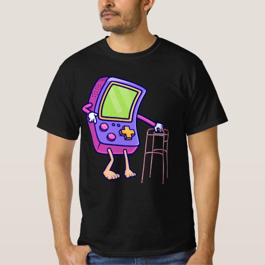 古いゲーマーレトロファッションビデオゲームゲームゲームゲームゲームパッド Tシャツ (正面)