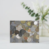 古いコインと国際的コイン ポストカード (スタンド正面)