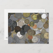 古いコインと国際的コイン ポストカード (正面/裏面)