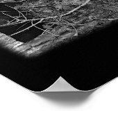 古いコテージとツリー。白黒. ポスター (角)