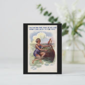 古いコミックポストカード - 大きな浮き輪で楽しむ ポストカード (スタンド正面)