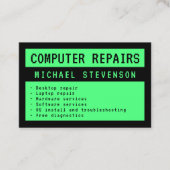 古いコンピュータの画面は緑と黒 名刺 (正面)