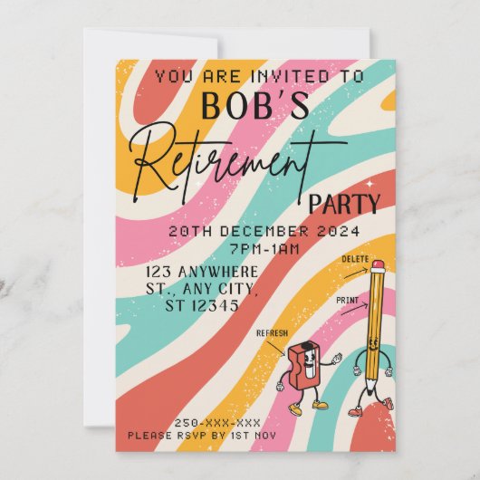 古いコンピュータの退職招待状 招待状 (正面)