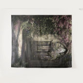 古いゴシック城の庭園 フォトブース小道具背景 タペストリー (正面(横))