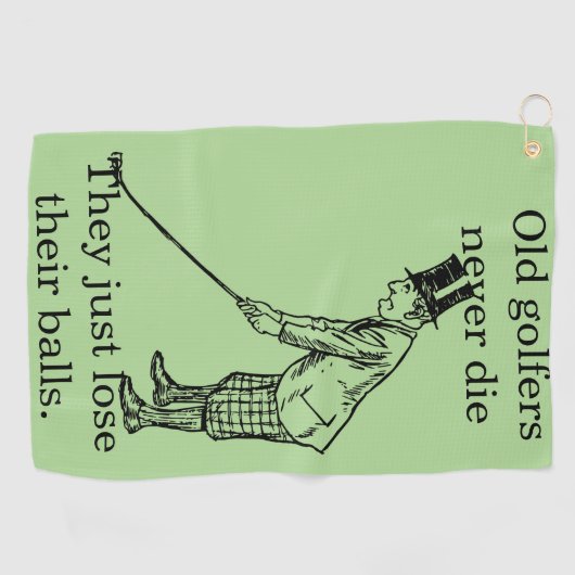 "古いゴルファー決して"はおもしろい死にません ゴルフタオル (横)