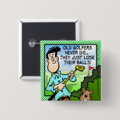 古いゴルファー 缶バッジ (正面&裏面)