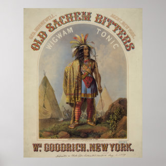 古いサチェムビターズ – ウィグワムトニック[1859?] ポスター