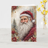 古いサンタクロースのクリスマス カード (黄色い花)