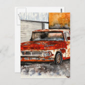 古いシェビー・チェブレット・トラック・アンティーク・絵画アートズ ポストカード (正面/裏面)