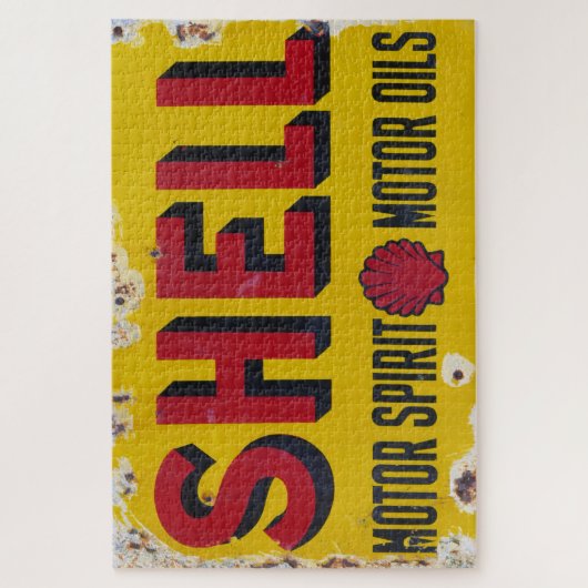 古いシェルヴィンテージエナメル記号。 ジグソーパズル (縦)