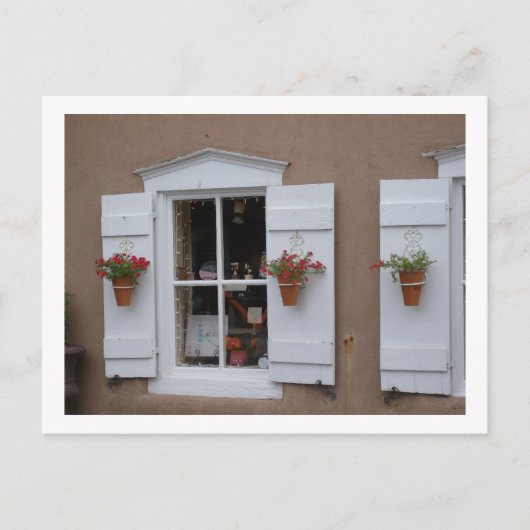 古いシャッターウィンドウサンタFeニューメキシコ ポストカード (正面)