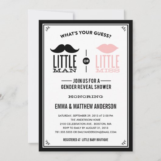 古いシャワー |性別の表示招待状 招待状 (正面)