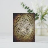古いシートミュージカルスコアグランジ、音楽ノート ポストカード (スタンド正面)