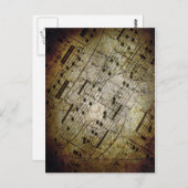 古いシートミュージカルスコアグランジ、音楽ノート ポストカード (正面/裏面)