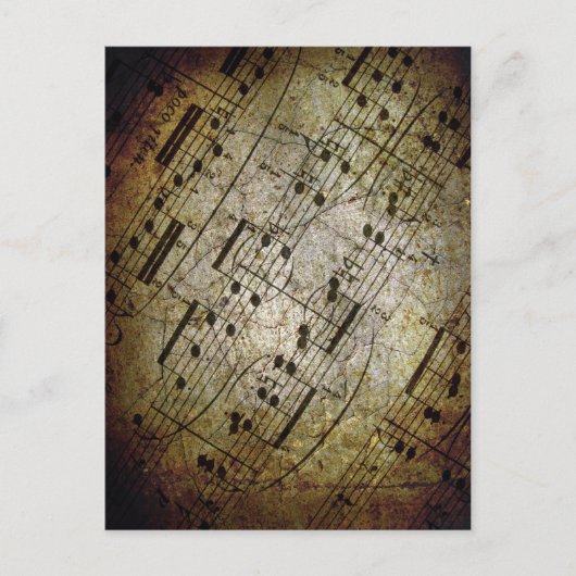 古いシートミュージカルスコアグランジ、音楽ノート ポストカード (正面)