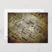 古いシートミュージカルスコアグランジ、音楽ノート ポストカード (正面/裏面)