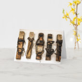 古いスキファッションドーの時間グリーティングカード カード (黄色い花)