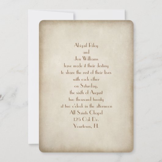 古いスクラップ結婚ブックをブライダルの花束で開く 招待状 (裏面)