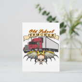 古いスクールトラックの運転手 ポストカード (スタンド正面)