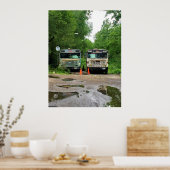 古いスクールバスの写真 ポスター (キッチン)