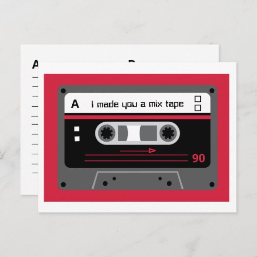 古いスクールレッドとブラックカセットミックステープ ポストカード (正面/裏面)
