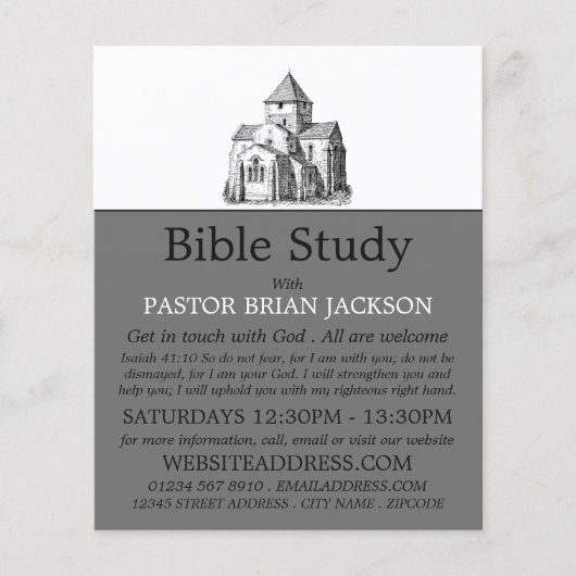 古いスケッチ教会、キリスト教聖書級広告 チラシ (正面)