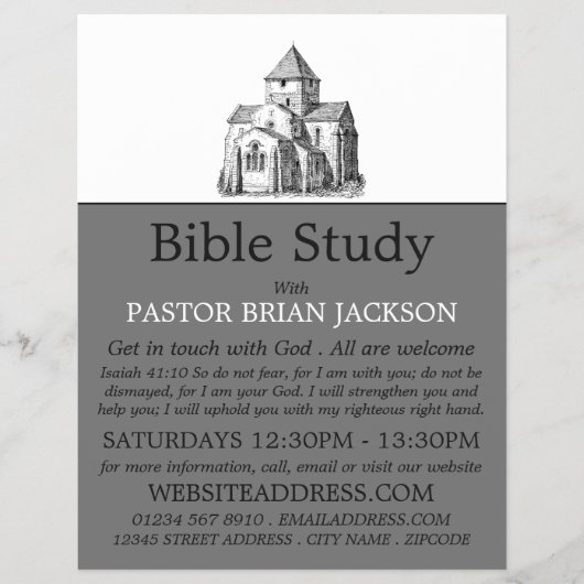古いスケッチ教会、キリスト教聖書級広告 チラシ (正面)