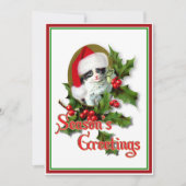 古いスタイルのクリスマスの子ネコの季節のご挨拶 シーズンカード (正面)