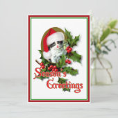 古いスタイルのクリスマスの子ネコの季節のご挨拶 シーズンカード (スタンド正面)