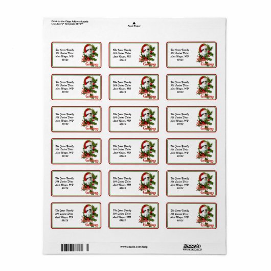 古いスタイルのクリスマスの子ネコの季節のご挨拶 ラベル (フルシート)