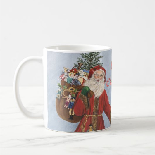 古いスタイルの父の吹クリスマス コーヒーマグカップ (左)