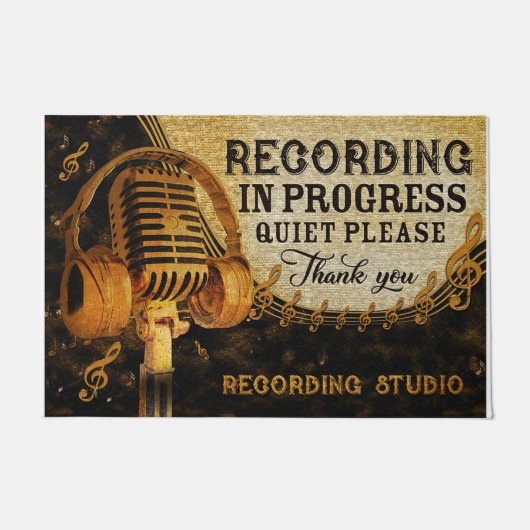 古いスタイルビンテージマット、お静かに ドアマット (正面)