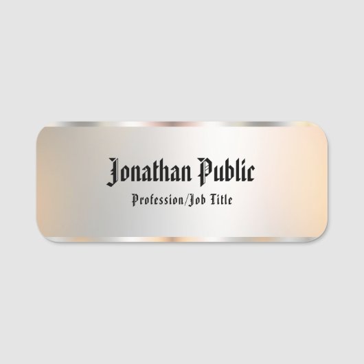 古いスタイル書付きスクリプト文字シルバールック 名札 (正面)